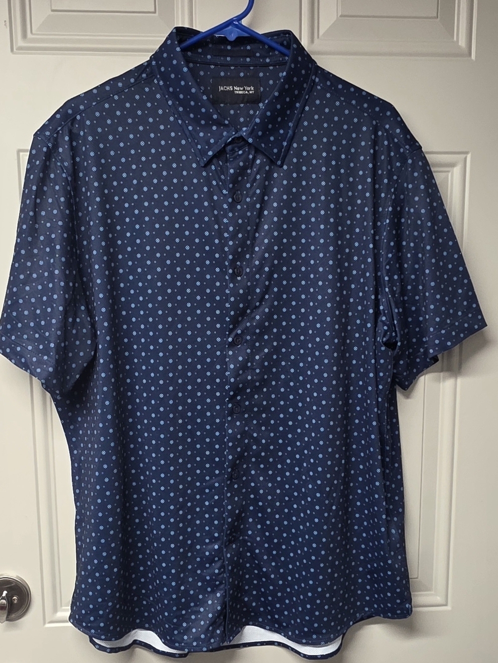 Jachs New York Shirt Men’s XL Button Up Short Sleeve RN#123913 Blue Spotted